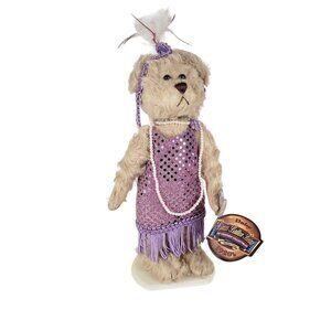 Pickford Brass Button Bears Daisy 1920s Gatsby 12" flapper bear tag & stand